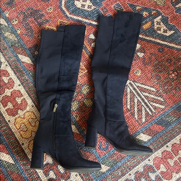 NEW Navy Blue Knee high Mark Fisher heel boots 7 - Picture 1 of 6